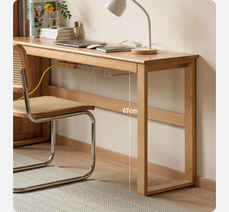 Solid Oak and Poplar Wood Office Desk - Long Executive Workstation for Home & Office - Perfect for Remote Work, Study, and Professional Workspaces