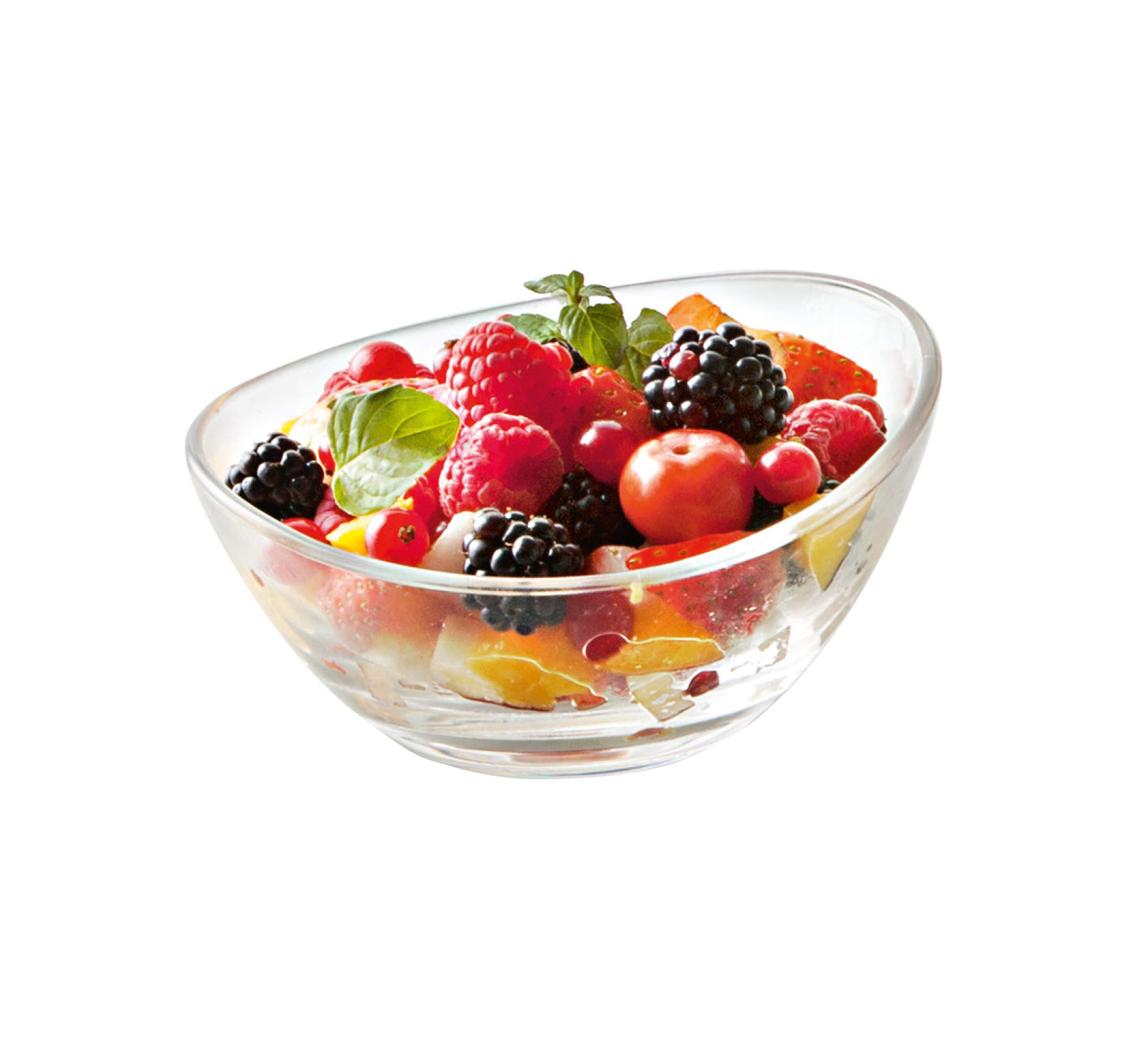 Barski European Glass Round Individual Bowl Set of 6 - 5.5 Inch Clear Glass Bowls with Wavy Rim for Desserts, Salads, Snacks - Elegant Tableware for Parties, Restaurants, Home Dining