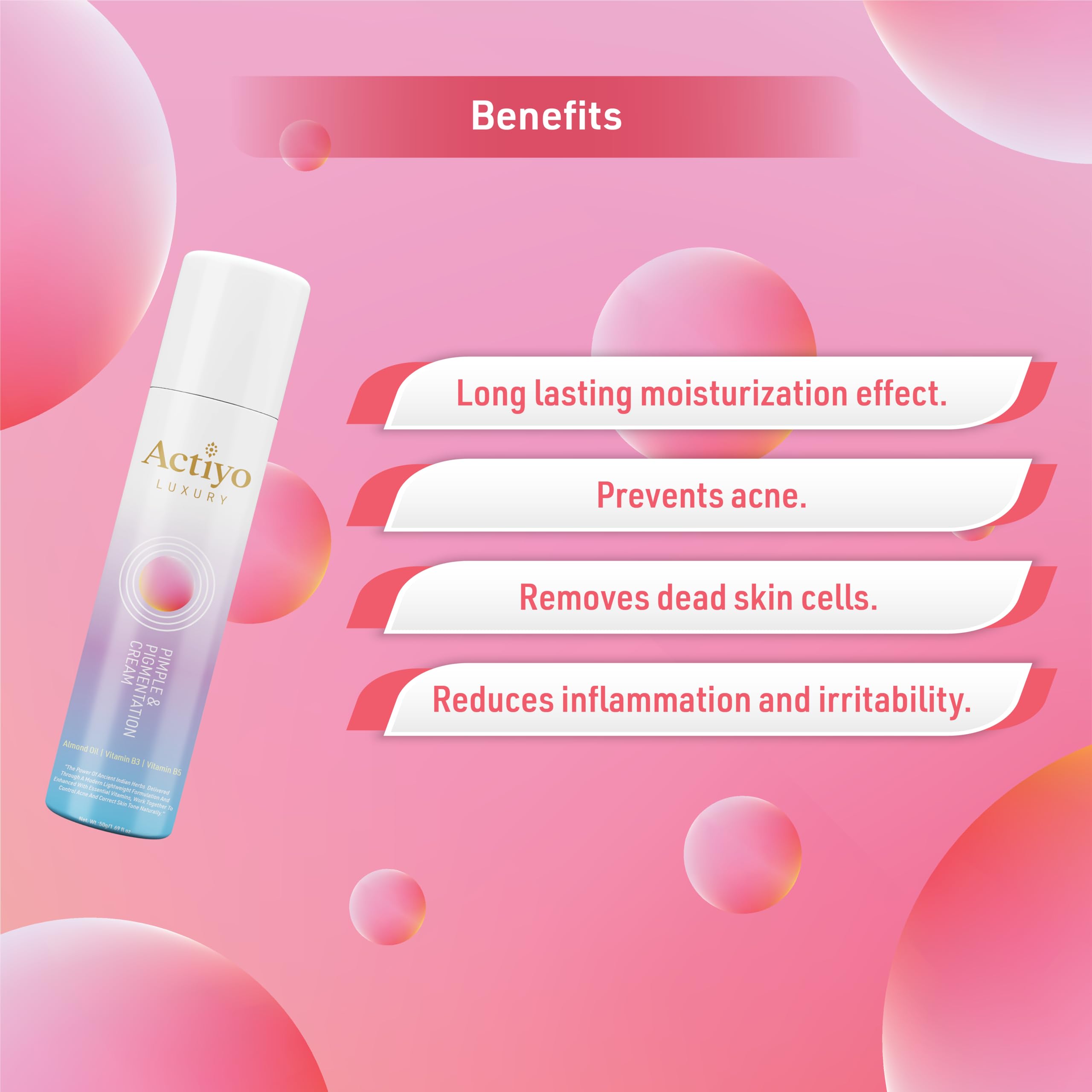 Actiyo® Luxury Acne & Pigmentation Cream with Ancient Indian Herbs - Vitamin Enriched for Clear Skin & Even Tone (50g) - Perfect for Daily Skincare & Acne Treatment