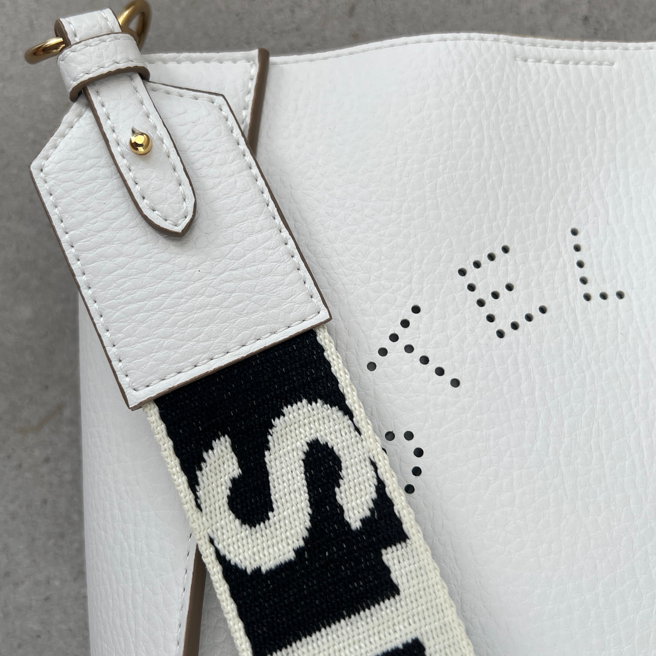 Stella Logo Mini Crossbody Hobo Bag - Grain Perforated Leather Purse for Women in White | Perfect for Everyday Use, Date Night & Travel Accessories