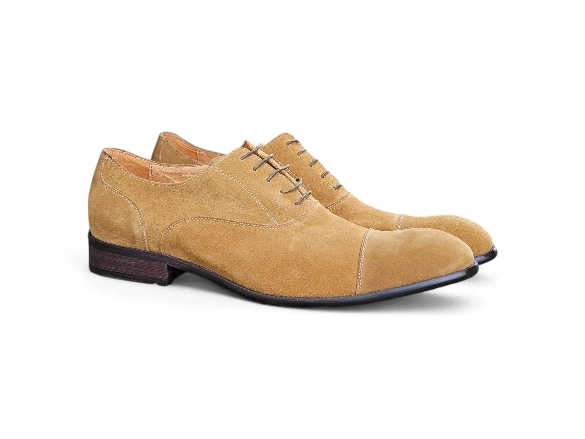 Men's Cap Toe Suede Oxford Shoes - Classic Lace-Up Dress Shoes for Business & Formal Occasions | Comfortable Leather Sole for Office, Wedding & Professional Events