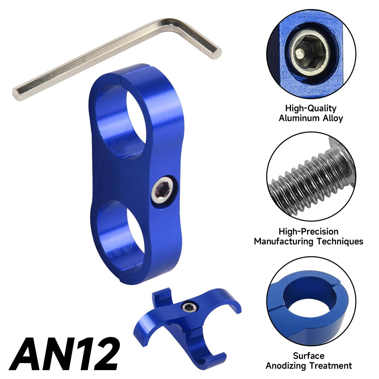 8pcs AN12 Braided Hose Separator Clamp Fitting - Fuel Line Mounting Clamps for 3/4