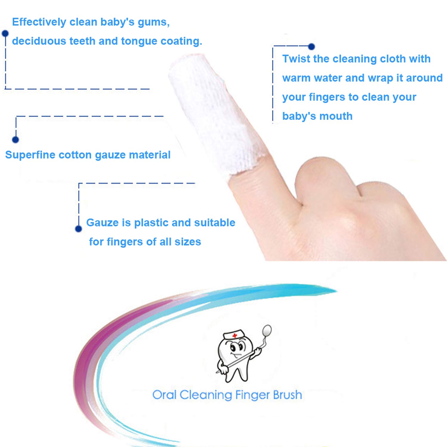 Soft Baby Toothbrush with Gauze - Gentle Infant Finger Toothbrush for Oral Cleaning | Individually Wrapped | Perfect for Newborns & Toddlers at Home or Travel