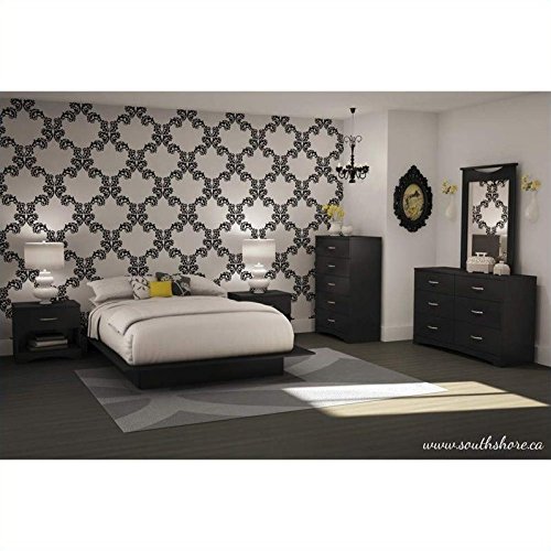 Modern 2-Piece Bedroom Furniture Set - 5-Drawer Tall Chest & Nightstand with Shelf, Black - Perfect for Small Spaces & Contemporary Bedroom Decor