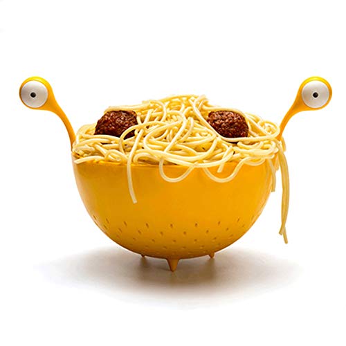 LYMQY 2-Pack Pasta and Salad Bowls with Drain Basket - Colander Fruit & Vegetable Bowls for Kitchen, Dining, and Meal Prep - Pink, Yellow, Purple (Yellow) - Perfect for Serving Pasta, Washing Fruits, and Organizing Vegetables
