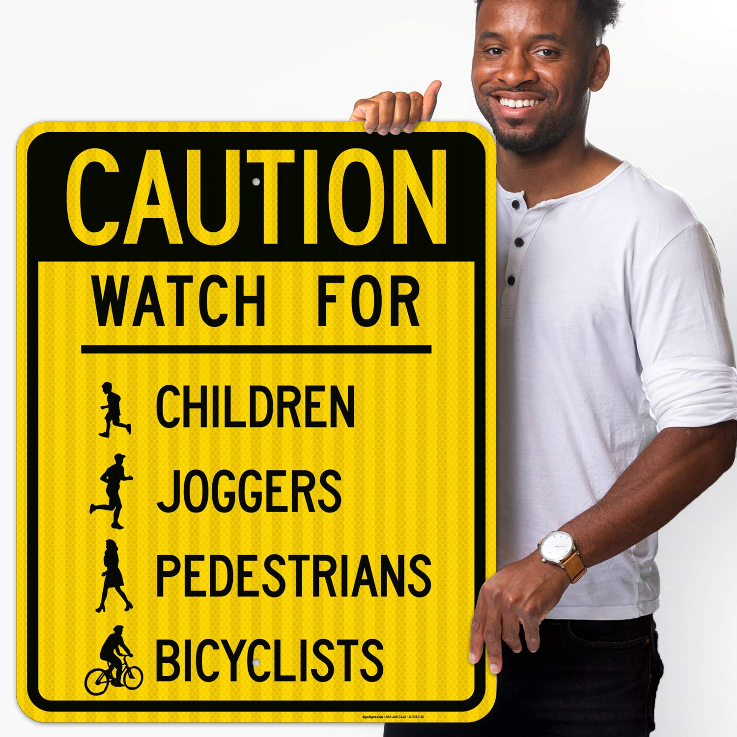 3M Reflective Caution Watch for Children Sign - 24x30 Inches, .080 Aluminum, Fade Resistant for Indoor/Outdoor Use - Ideal for Jogging Paths, School Zones & Bike Lanes (Made in USA)
