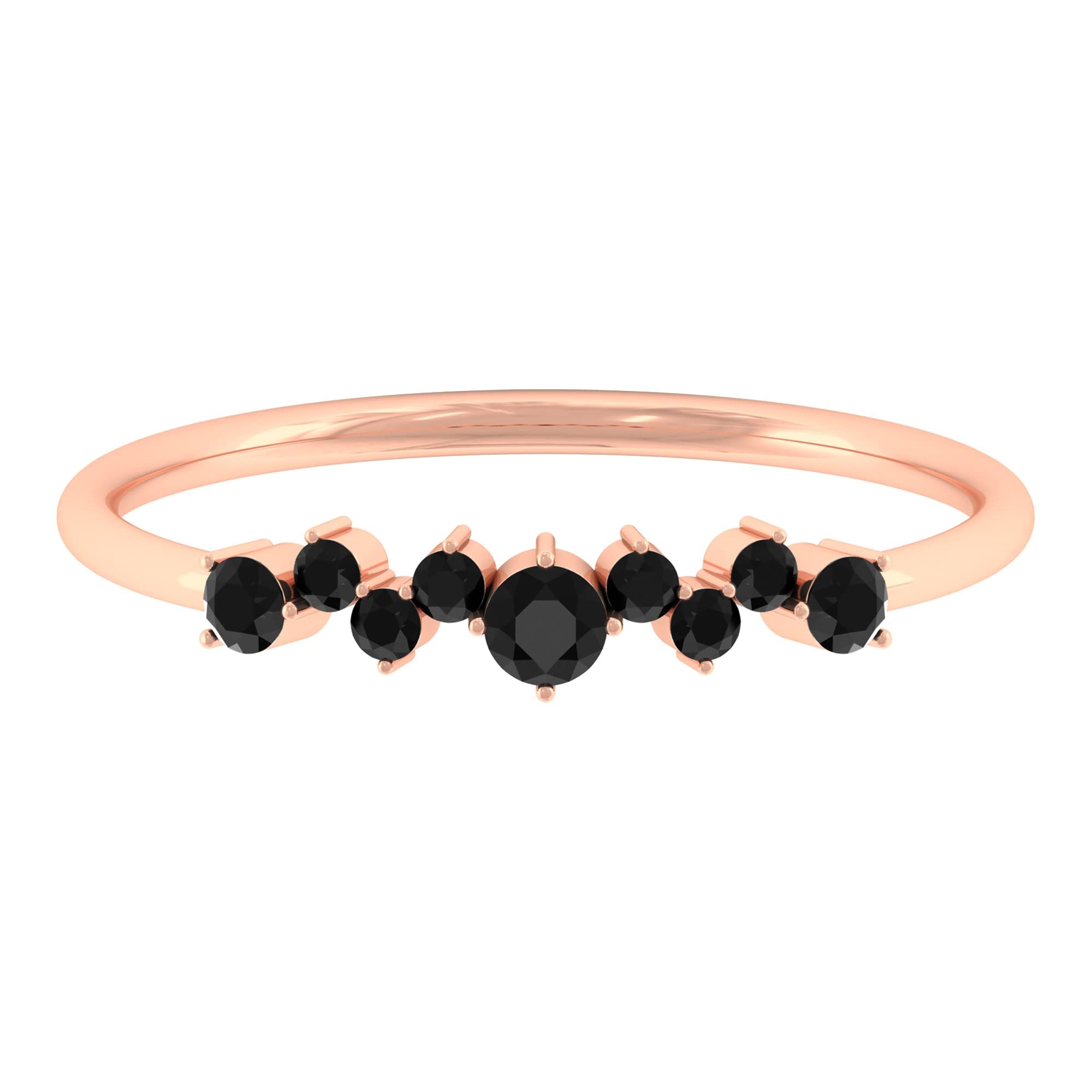 1/4 CT Natural Black Spinel Ring - 14K Solid Gold Minimalist Promise Ring for Women | August Birthstone Jewelry for Anniversary, Engagement & Everyday Wear