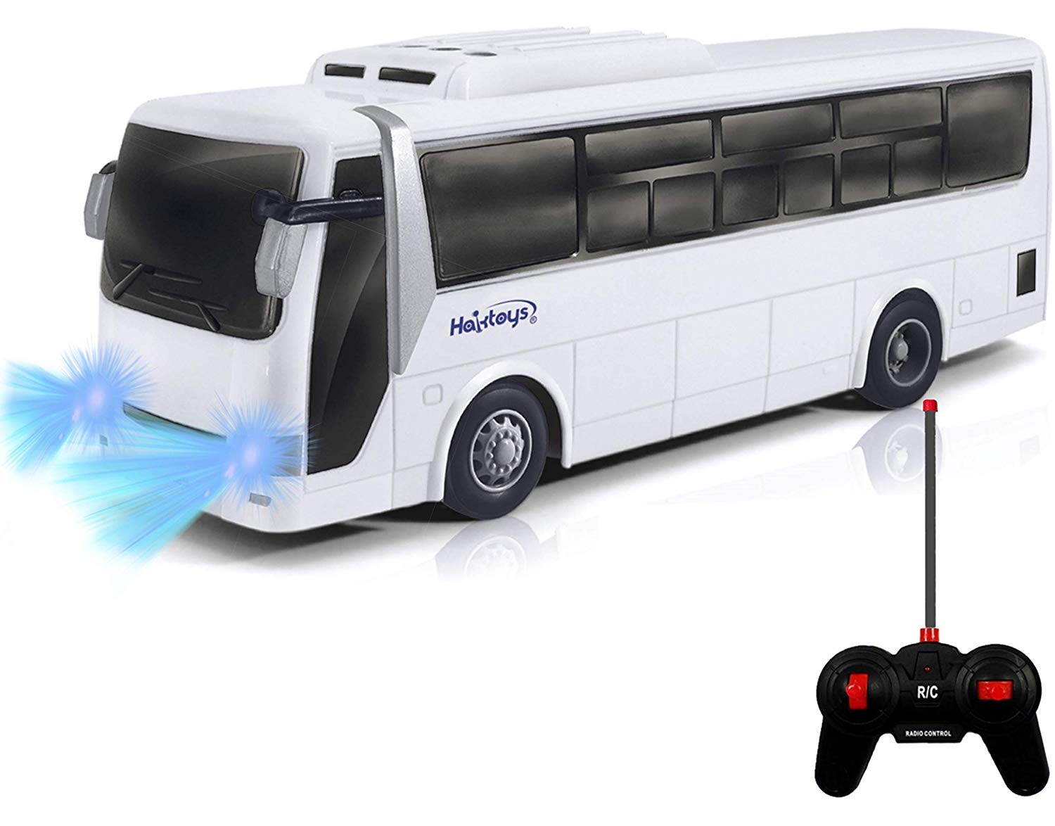 Haktoys RC Remote Control Bus - High Speed Radio Control Toy Vehicle with LED Headlights & Taillights | Perfect Gift for Kids, Boys & Girls | Indoor & Outdoor Play, Birthday Party, Christmas Present