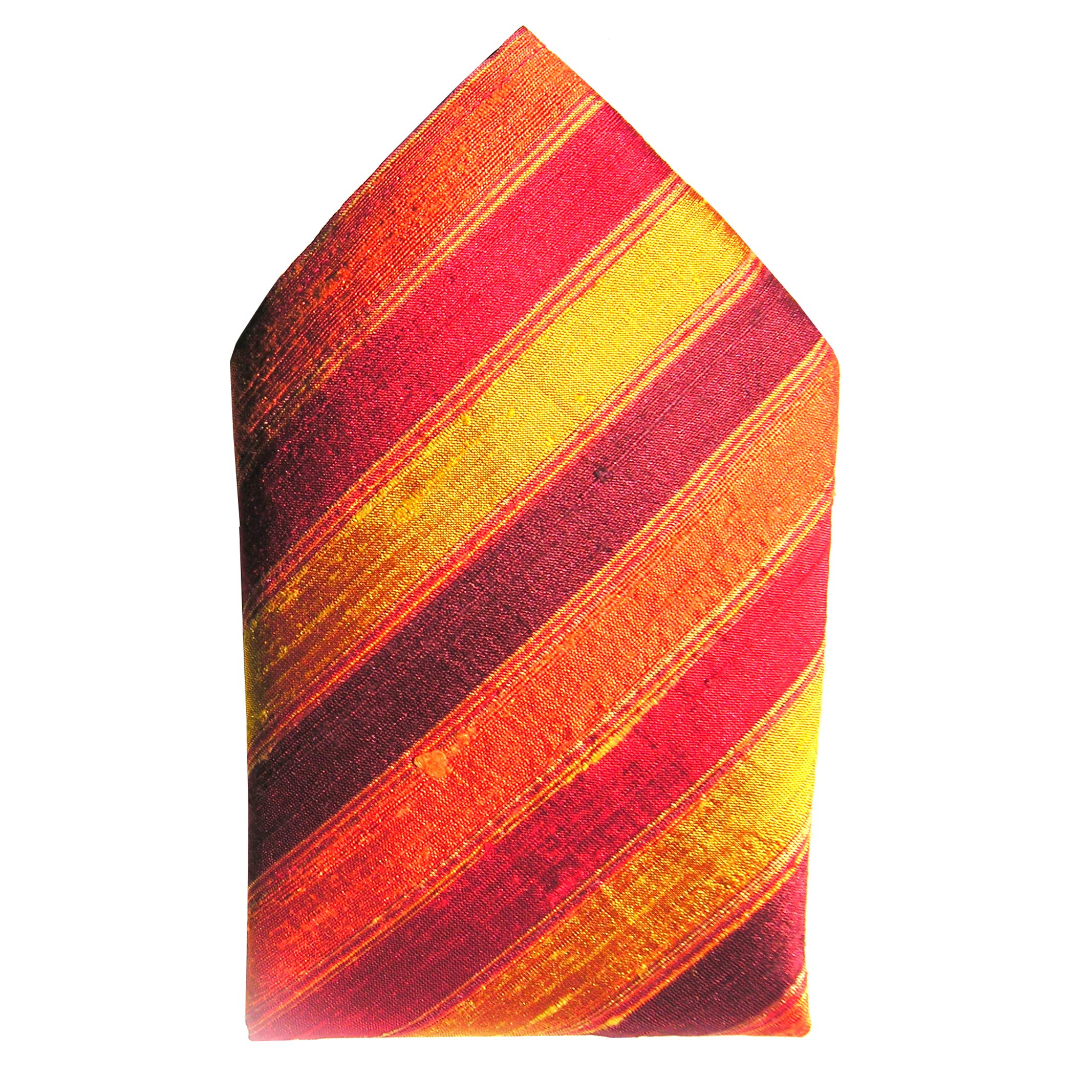 Premium Multicolor Sultan Stripes Silk Handkerchief - 100% Pure Silk Dupioni with Fine Shine - Large 16