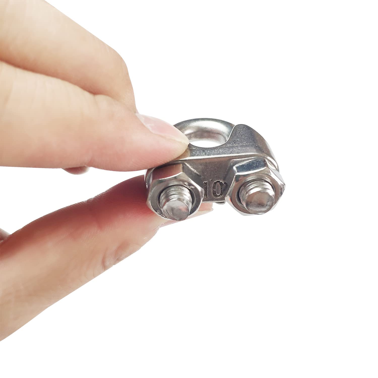 Stainless Steel M10 Wire Rope Clips (10PCs) - Heavy Duty Fasteners for Marine & Construction
