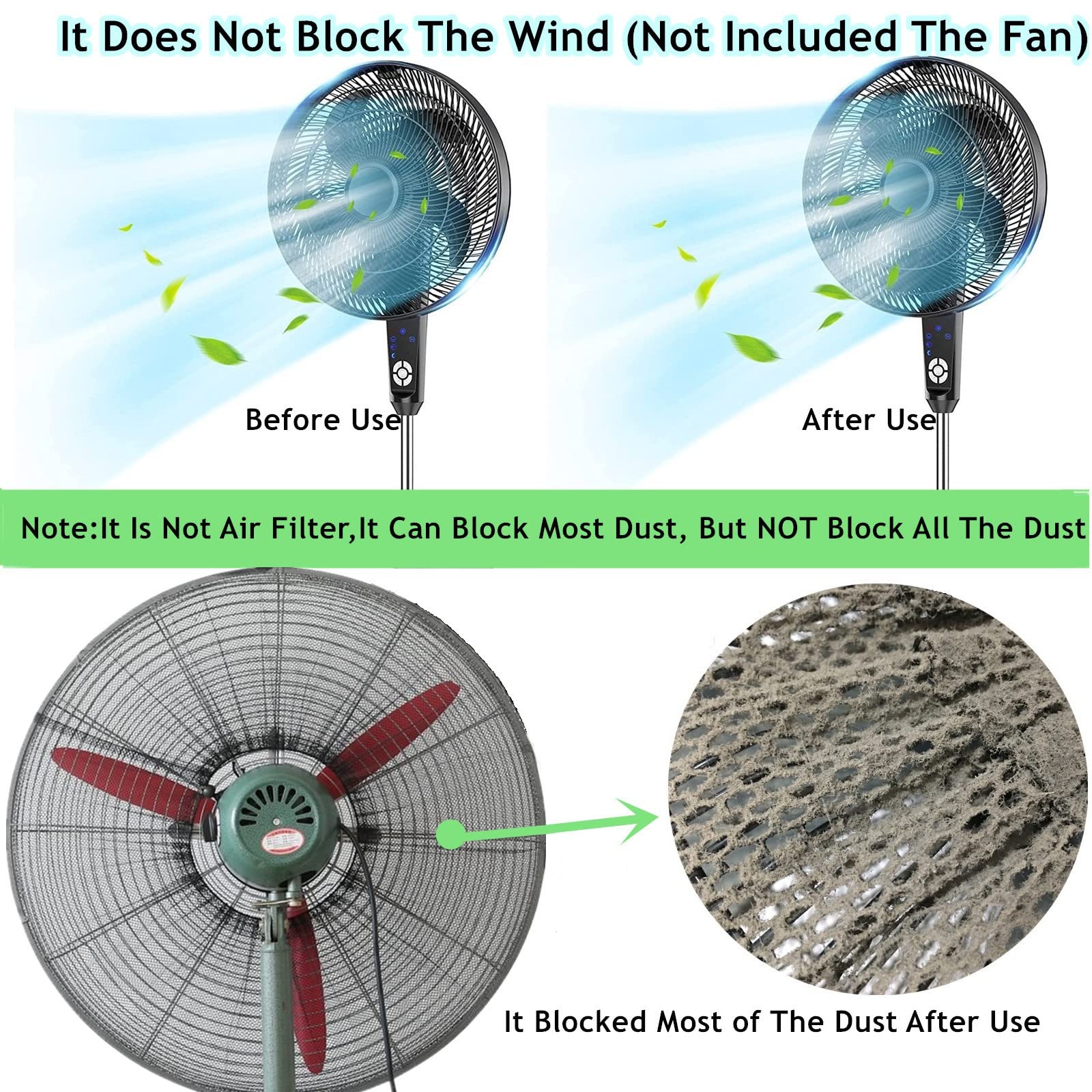 2 Pack 30 Inch Industrial Pedestal Fan Cover - Finger Safety Mesh Guard for Kids, Dust Protection for Home, Office & Shop - Washable & Reusable - Easy Installation - Perfect for Childproofing & Commercial Use