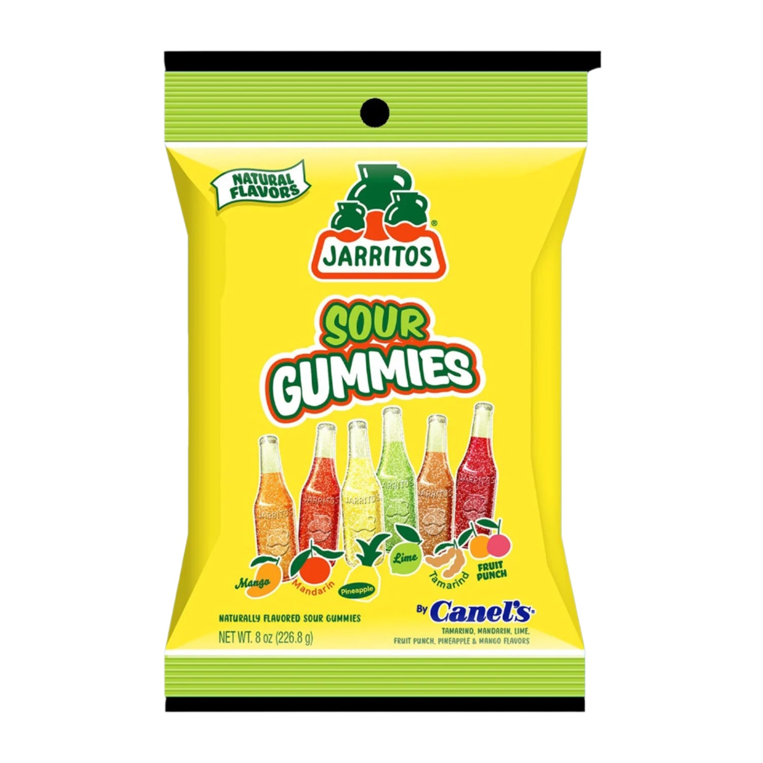 Jarritos Sour Gummy Candy - 8oz Resealable Bag | Mexican Fruit Flavored Chewy Treats for Parties, Snacking & Movie Nights