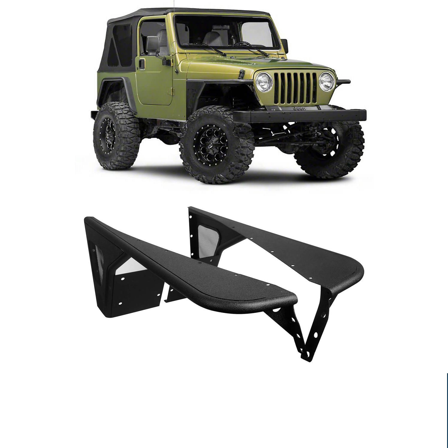 97-06 Jeep Wrangler TJ Front & Rear Fender Flares | Heavy Duty Tubular Off-Road Fenders | Perfect for Mud, Rocks & Trail Adventures