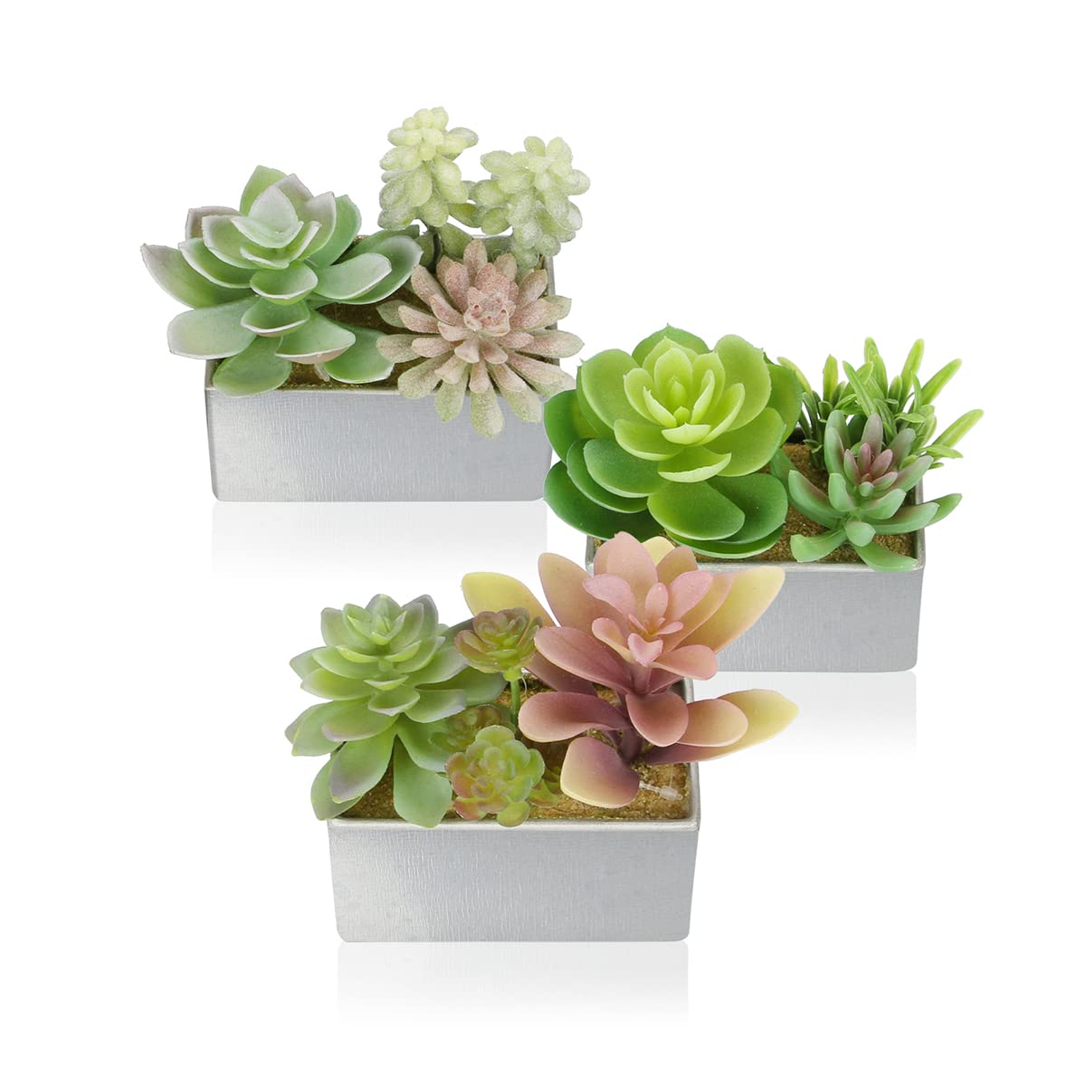Realistic Artificial Succulents in Decorative Pots - Fake Plants for Home, Office, Bedroom & Bathroom Decor - Perfect for Table Centerpieces, Shelf Displays & Gift Giving