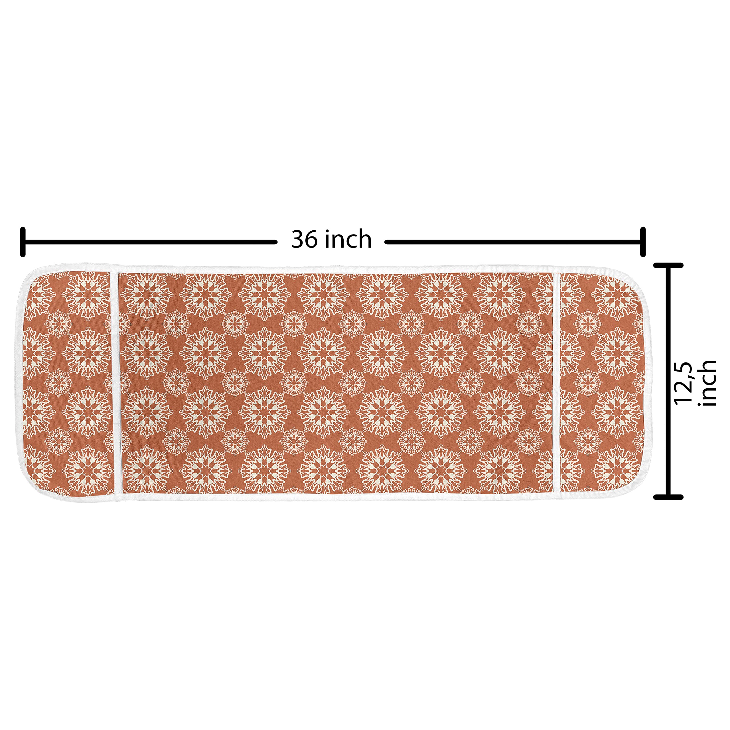 Ambesonne Orange Mandala Microwave Cover - Waterproof Kitchen Organizer with Pockets, 36x12 Inches, Pale Cinnamon & Off White - Perfect for Modern Kitchens & Microwave Protection