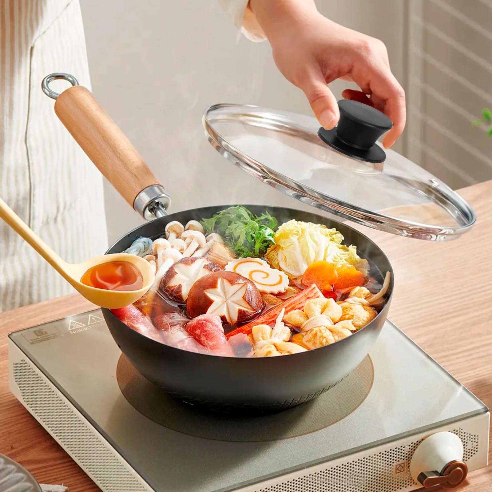 8 Inch Tempered Glass Pan Lid - Heat Resistant Replacement Cover for Cast Iron Skillets, Frying Pans & Woks - Clear Cooking View - Perfect for Sauteing, Simmering & Kitchen Safety