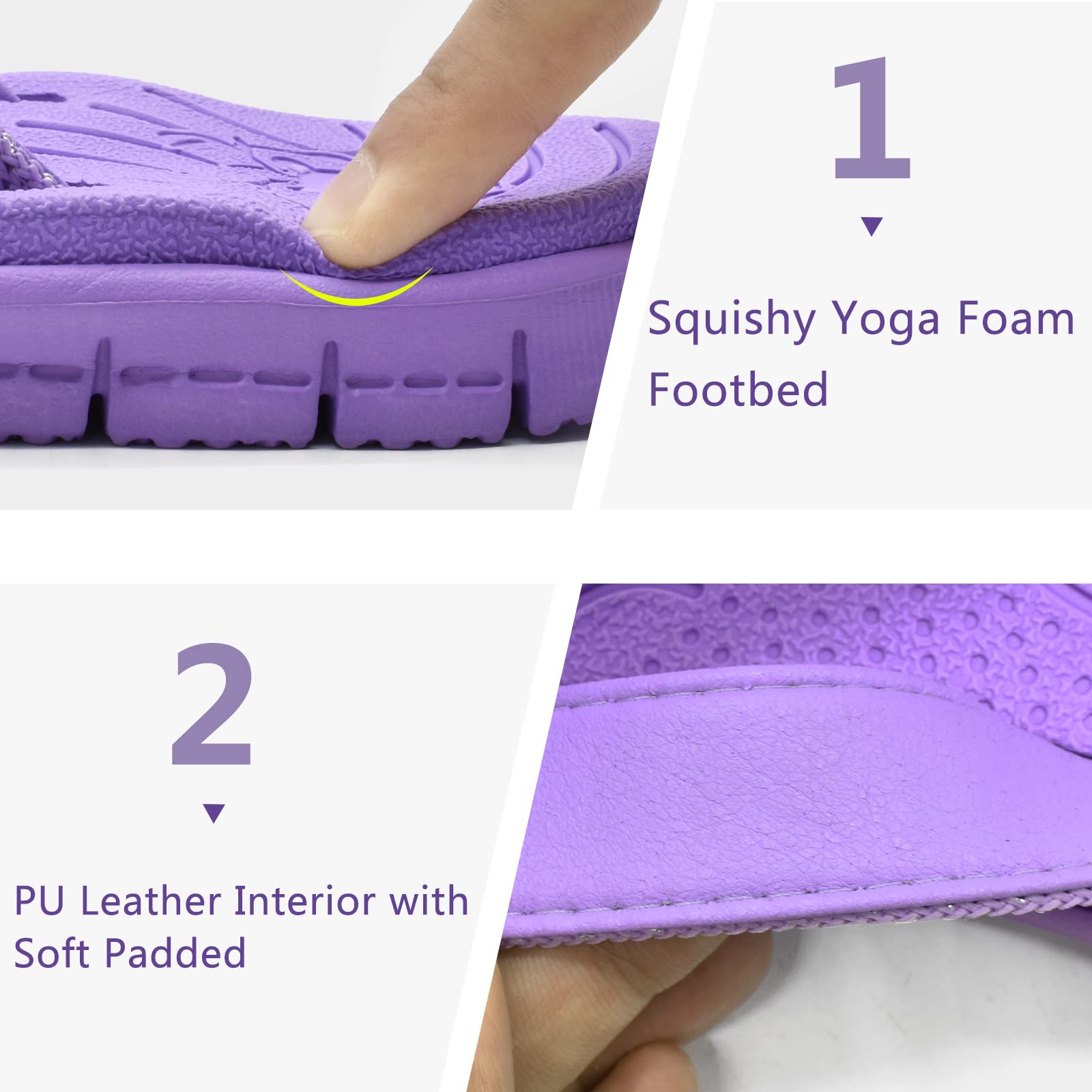 KuaiLu Women's Comfortable Flip Flops with Arch Support - Lightweight Non-Slip Yoga Sandals for Walking, Beach & Summer - Casual Thong Slippers with Cushion for Outdoor, Travel & Relaxation