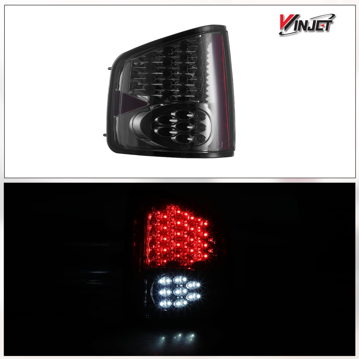 Winjet LED Tail Lights Compatible with Chevy S10 & GMC Sonoma Pickup (1994-2004) - Durable Replacement for Improved Visibility & Safety - Perfect for Night Driving & Towing