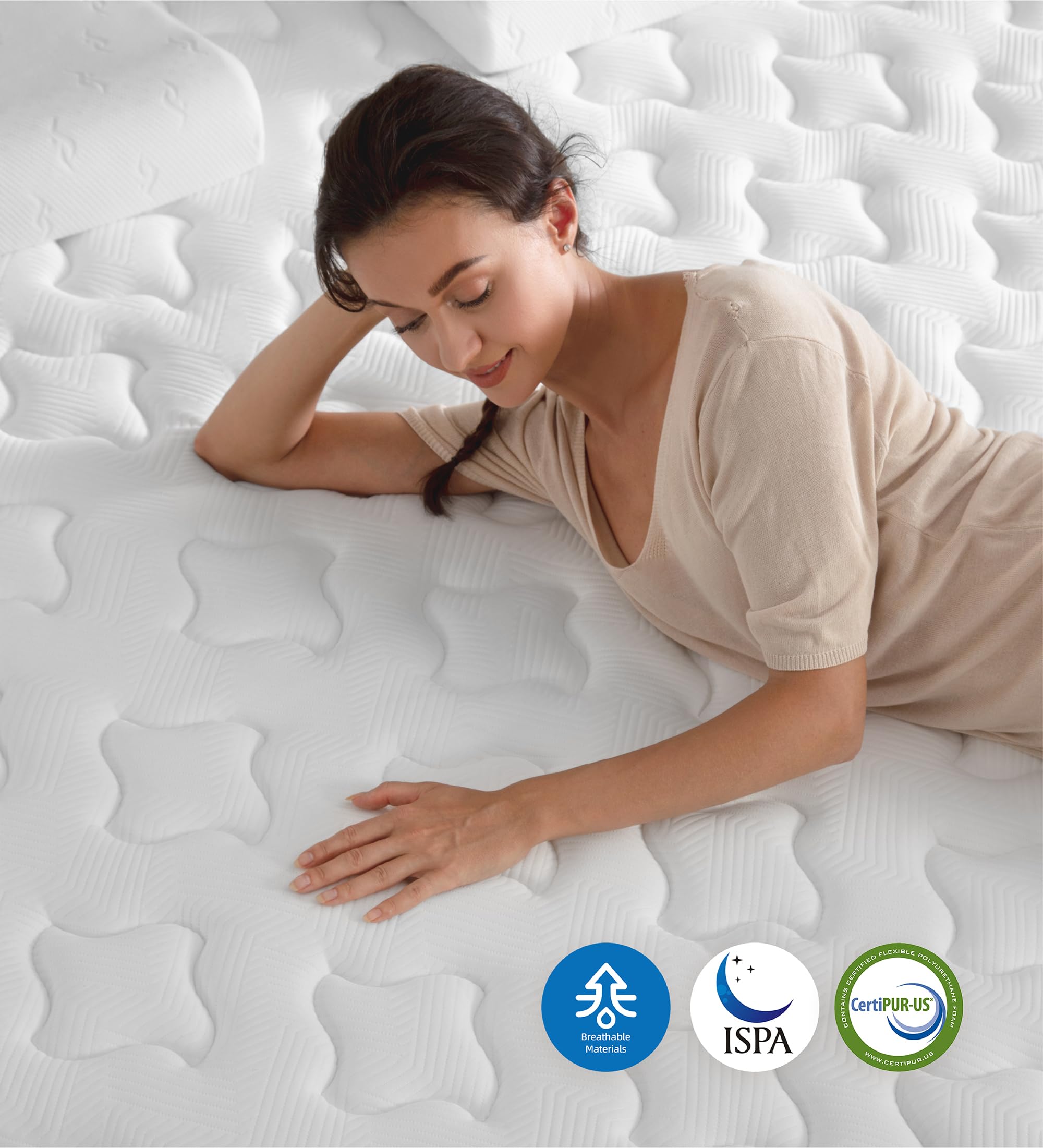 12 Inch Full Size Memory Foam Hybrid Mattress with Pocket Springs - Medium Firm Support for Pain Relief - CertiPUR-US Certified - Perfect for Guest Rooms, Dorms & Small Bedrooms