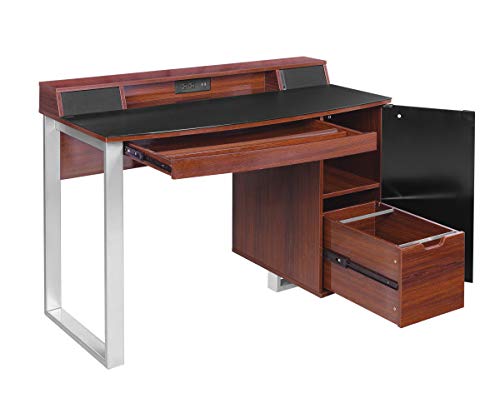 Bell'O 48 Inch Enterprise Desk with Built-in Speakers & USB Charging Station - Cherry Wood Finish (ODS4915-NC10) for Home Office & Gaming Setup