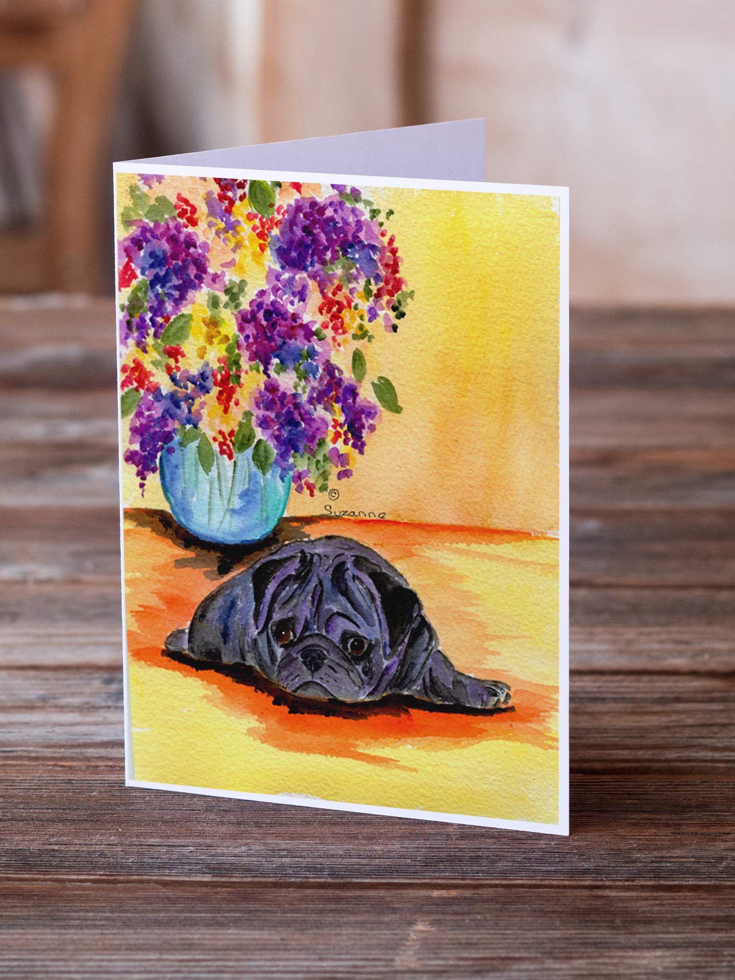 Pug Greeting Cards & Envelopes - Pack of 8 Blank A7 (5x7) Note Cards for Birthdays, Thank You Notes & Special Occasions | Whimsical Dog Lover Stationery