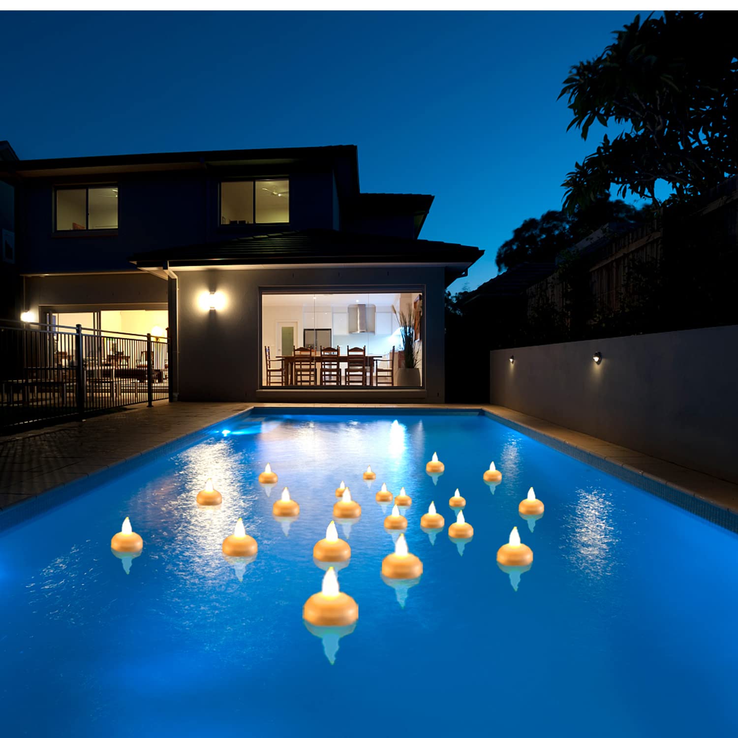 20PCS Waterproof LED Floating Pool Lights - Warm White Glow for Swimming Pools, Hot Tubs, Ponds | Outdoor Decorative Lights for Beach, Garden, Patio, Lawn & Christmas Decorations | Creates Magical Ambiance for Parties, Weddings & Nighttime Swimming