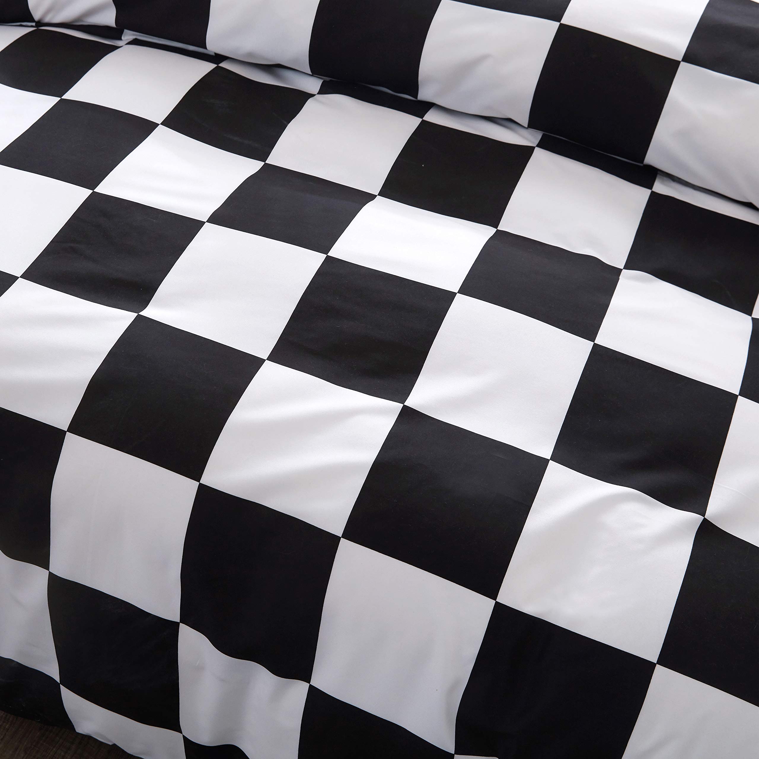 Premium Queen Size Duvet Cover Set - Luxury Plaid Grid Pattern Soft Bedding with 1 Duvet Cover & 2 Pillowcases (Black/White) - Perfect for Hotel-Style Comfort, Guest Rooms & Cozy Bedroom Decor
