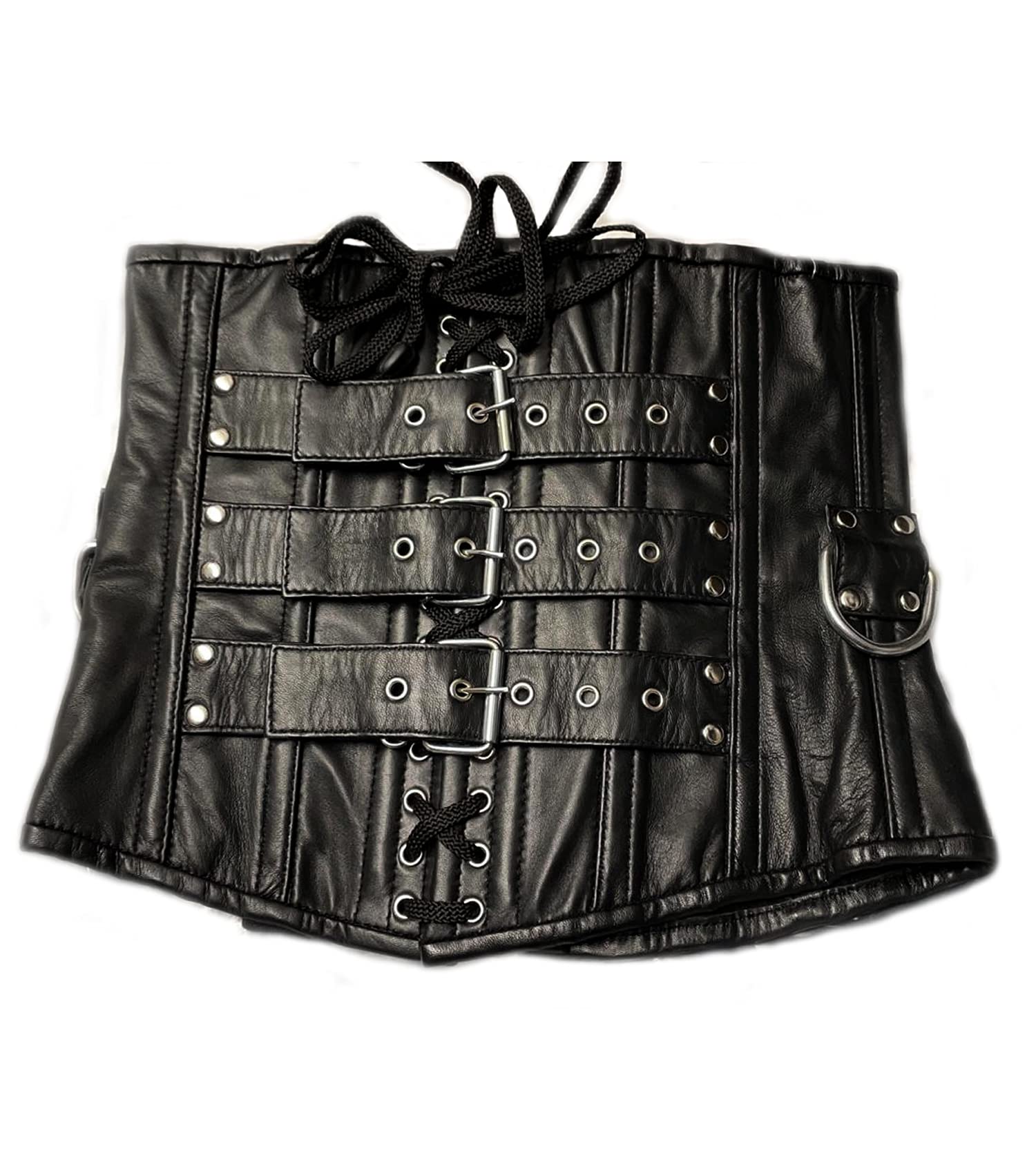 Black Underbust Men’s Leather Corset - Gothic Tight Lacing Waist Trainer for Men, 1830s Victorian Style - Perfect for Cosplay, Steampunk & Gothic Fashion