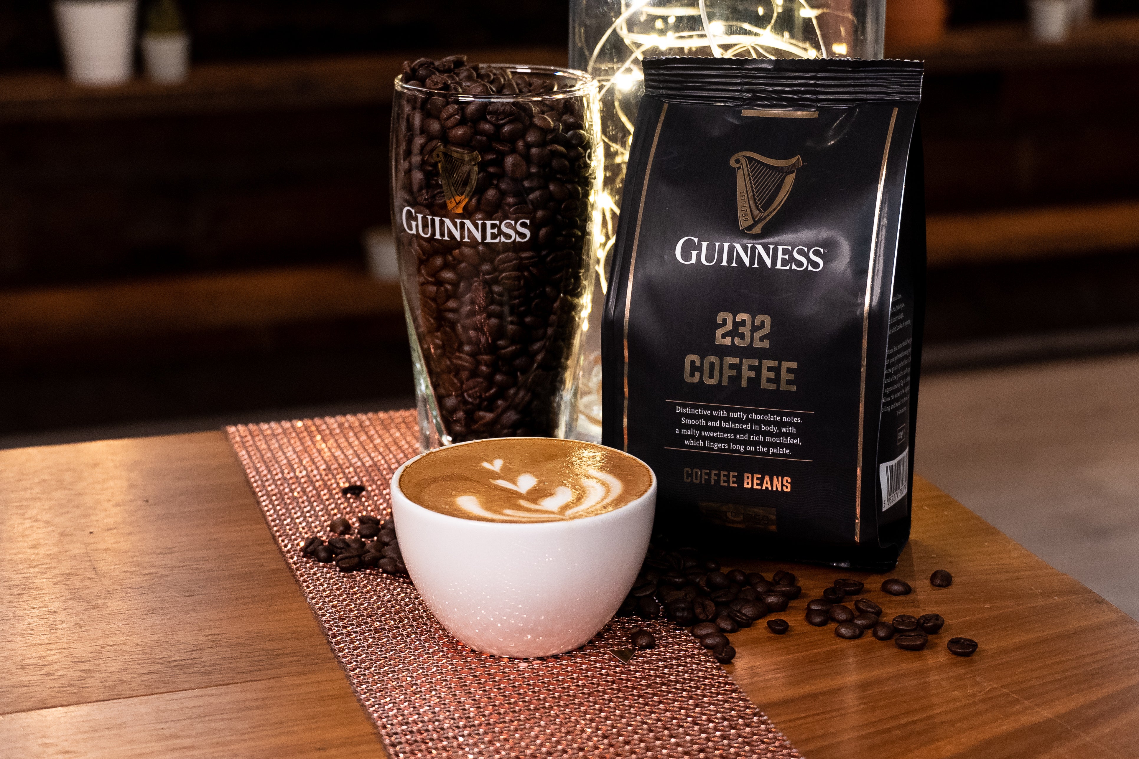 Guinness 232 Premium Whole Bean Coffee - 8 oz (227g) Dark Roast for Rich Flavor | Perfect for Home Brewing, Office Use & Gifts