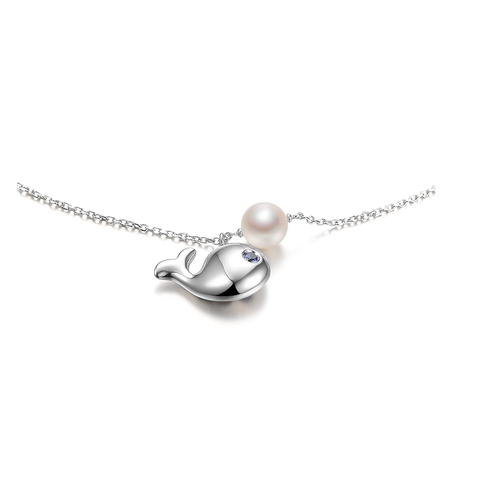 Sudemota 925 Sterling Silver Freshwater Pearl Necklace - 7-8mm Round Pearl Chain for Women, Fashion Jewelry Gift for Girlfriend, Birthday, Anniversary | Perfect for Date Night, Office Wear & Special Occasions