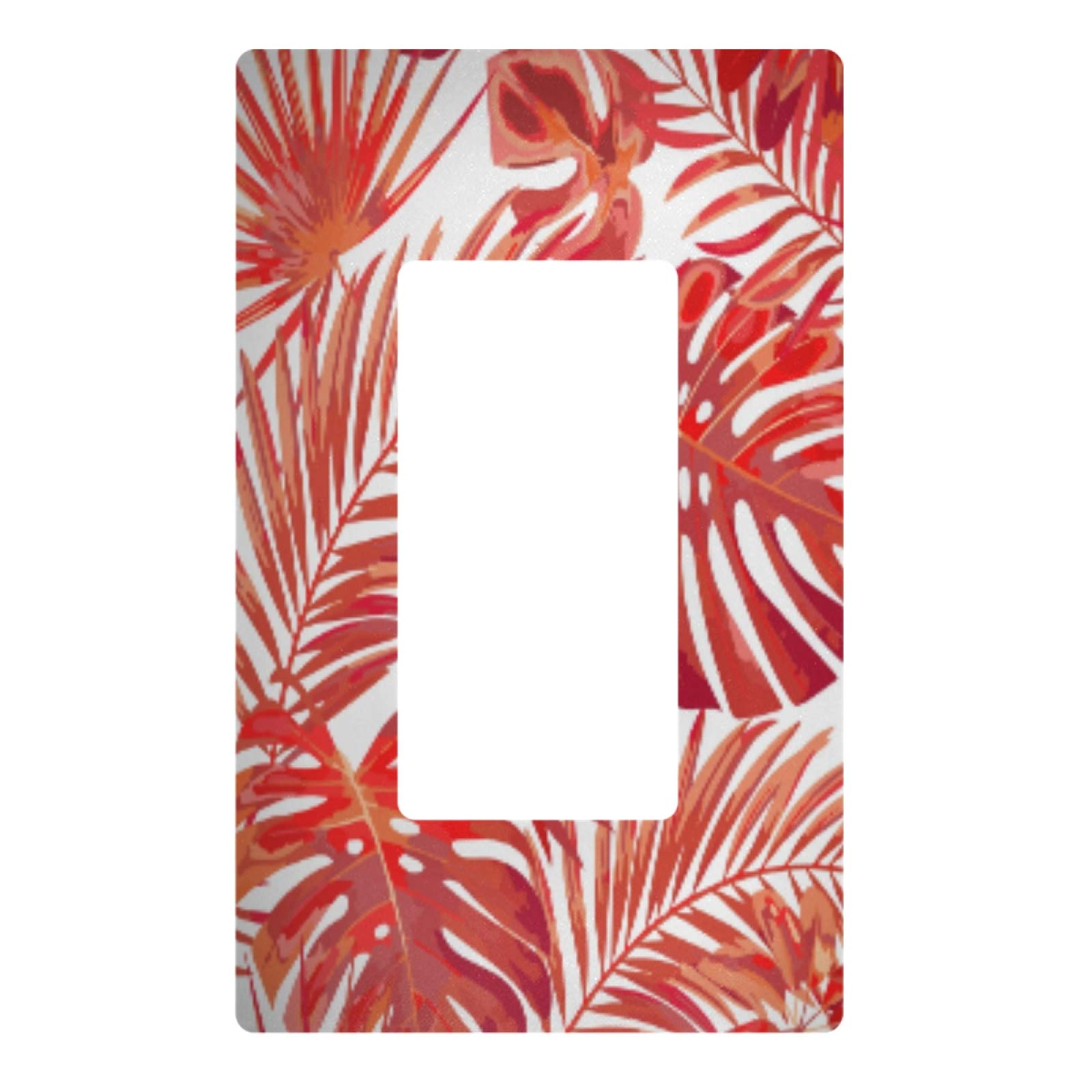Blueangle Red Tropical Palm Leaves Insulated Light Switch Cover - Decorative Outlet Wall Plate, 1-Gang Size 4.6