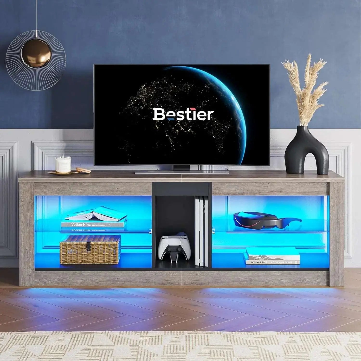Bestier 65/70 Inch LED Gaming TV Stand - Modern Entertainment Center with Storage & RGB Lights for Living Room, Bedroom & Game Room