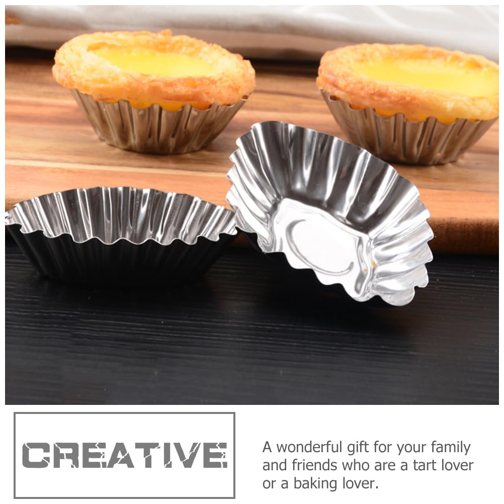Hemoton 18-Pack Stainless Steel Egg Tart Molds - Mini Tart Pans & Cupcake Baking Tins for Home Bakers - Perfect for Egg Tarts, Mini Pies, and Dessert Cups (Kitchen & Party Use)