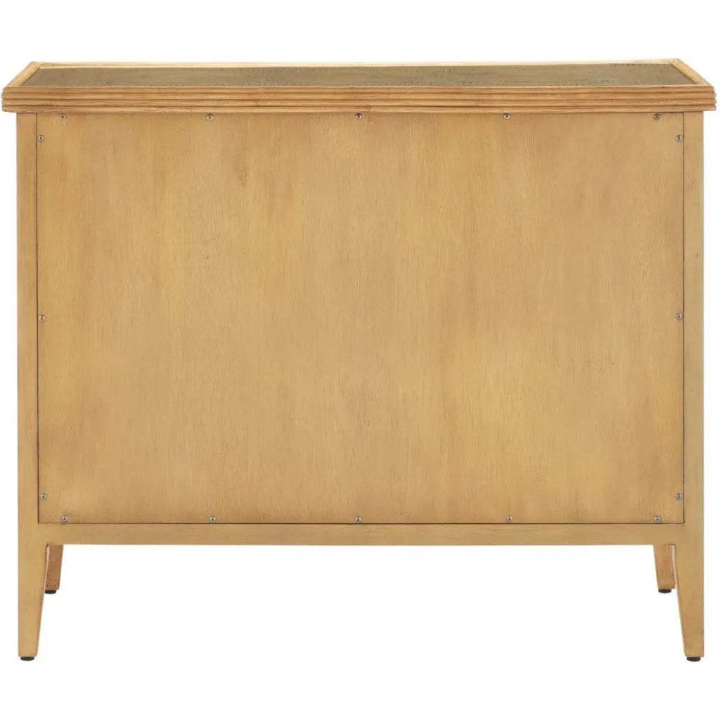 38 Inch Santos Sea Sand Wood & Glass Brown Chest - Stylish Storage Solution for Bedroom, Living Room, or Entryway Decor