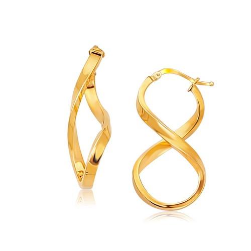 14K Yellow Gold Infinity Drop Earrings for Women - Elegant Polished Dangle Earrings for Everyday Wear & Special Occasions
