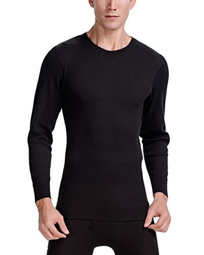 Men's Thermal Waffle Crew Neck Long Sleeve Shirt & Long Johns Set - Warm Winter Base Layer for Outdoor Activities, Camping & Cold Weather Work