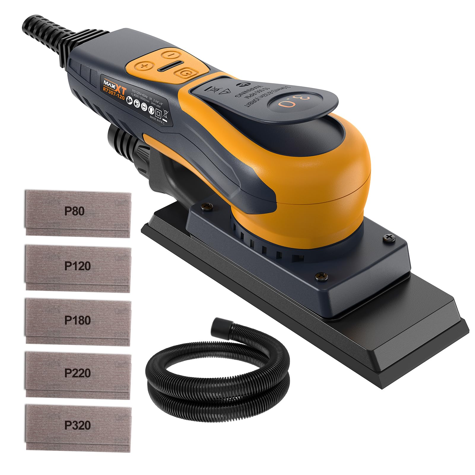 MAXXT 350W Brushless Sheet Orbital Finishing Sander - 4,000-10,000 RPM Low Vibration Electric Palm Sander for Woodworking, Furniture Refinishing, DIY Projects & Tight Space Sanding | Perfect for Cabinets, Floors & Auto Body Polishing