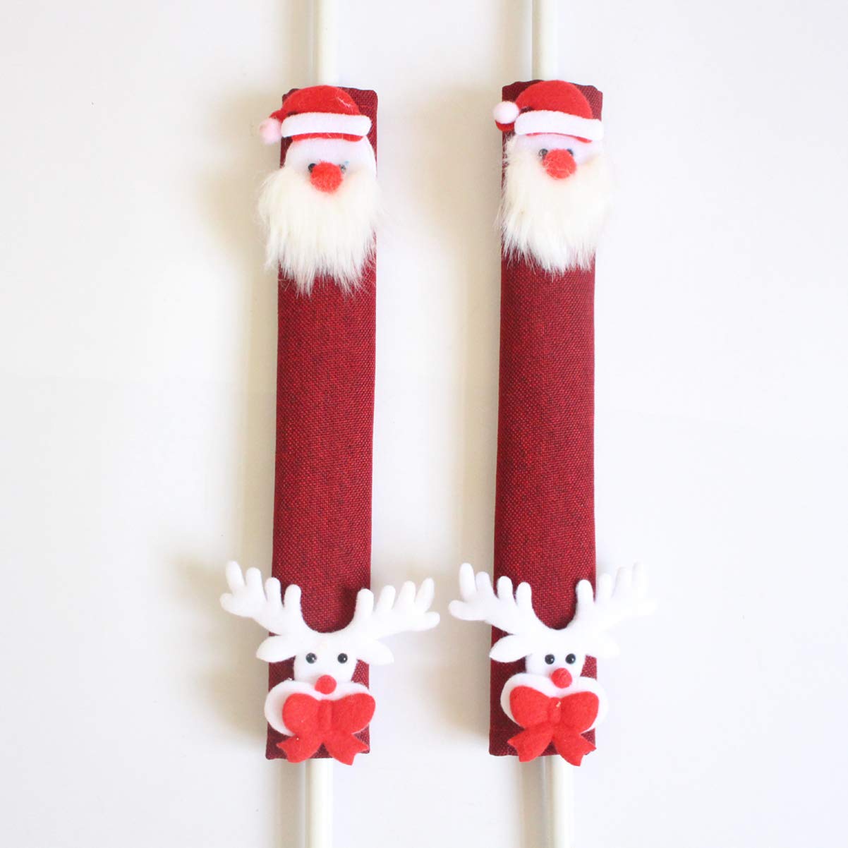 BESPORTBLE 4-Piece Christmas Refrigerator Handle Covers Set - Soft Linen Protectors for Microwave, Dishwasher & Kitchen Appliances - Festive Holiday Home Decor & Safety Accessories