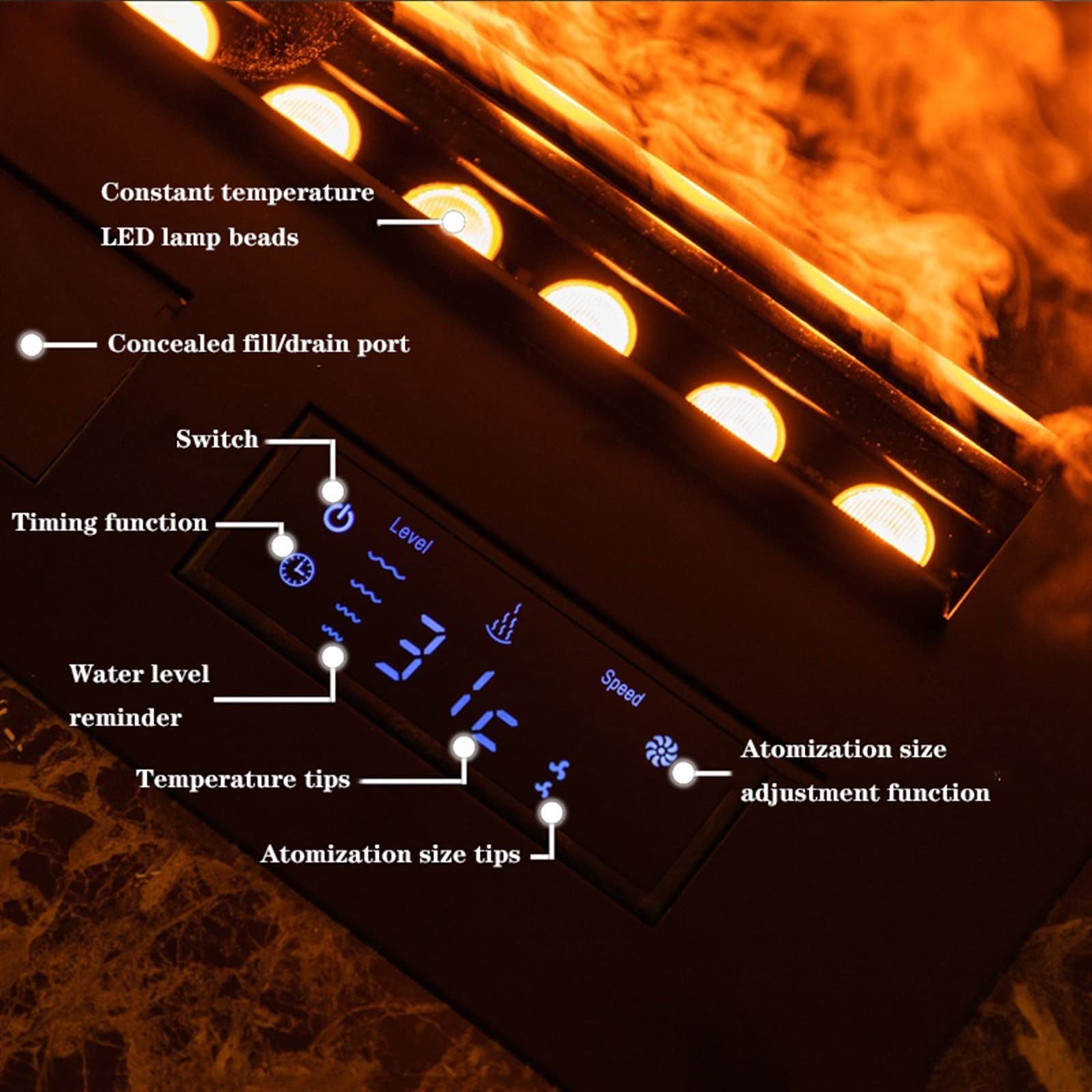 Recessed Electric Fireplace with Remote Control - Slim Panel Silent Heater, Adjustable Flame Color & Brightness, Touch Control & Timer - Perfect for Living Room, Bedroom & Office (1500mm)