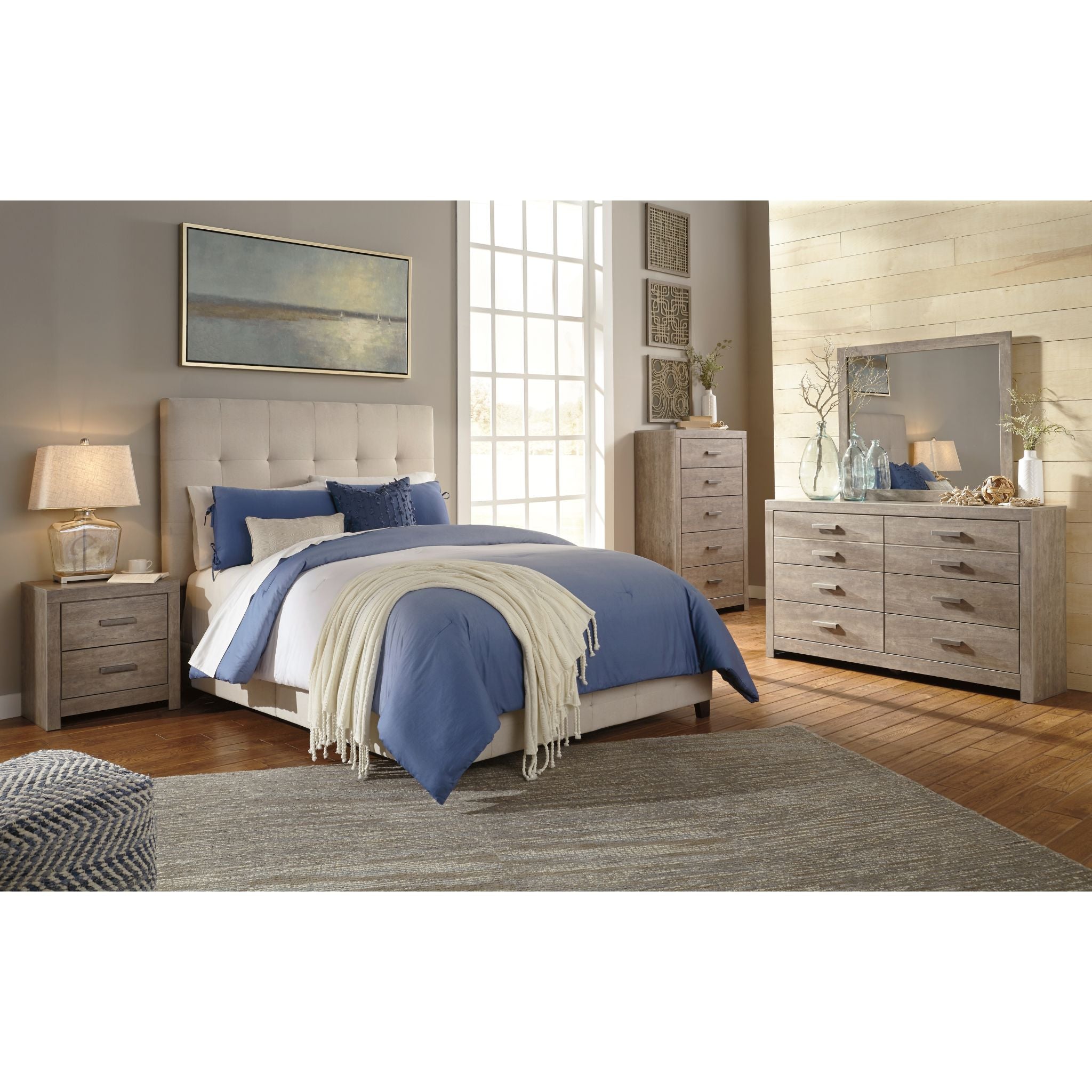Dolante Upholstered Queen Size Bed Frame with Button Tufted Headboard - Modern Platform Bed for Bedroom, Guest Room & Master Suite