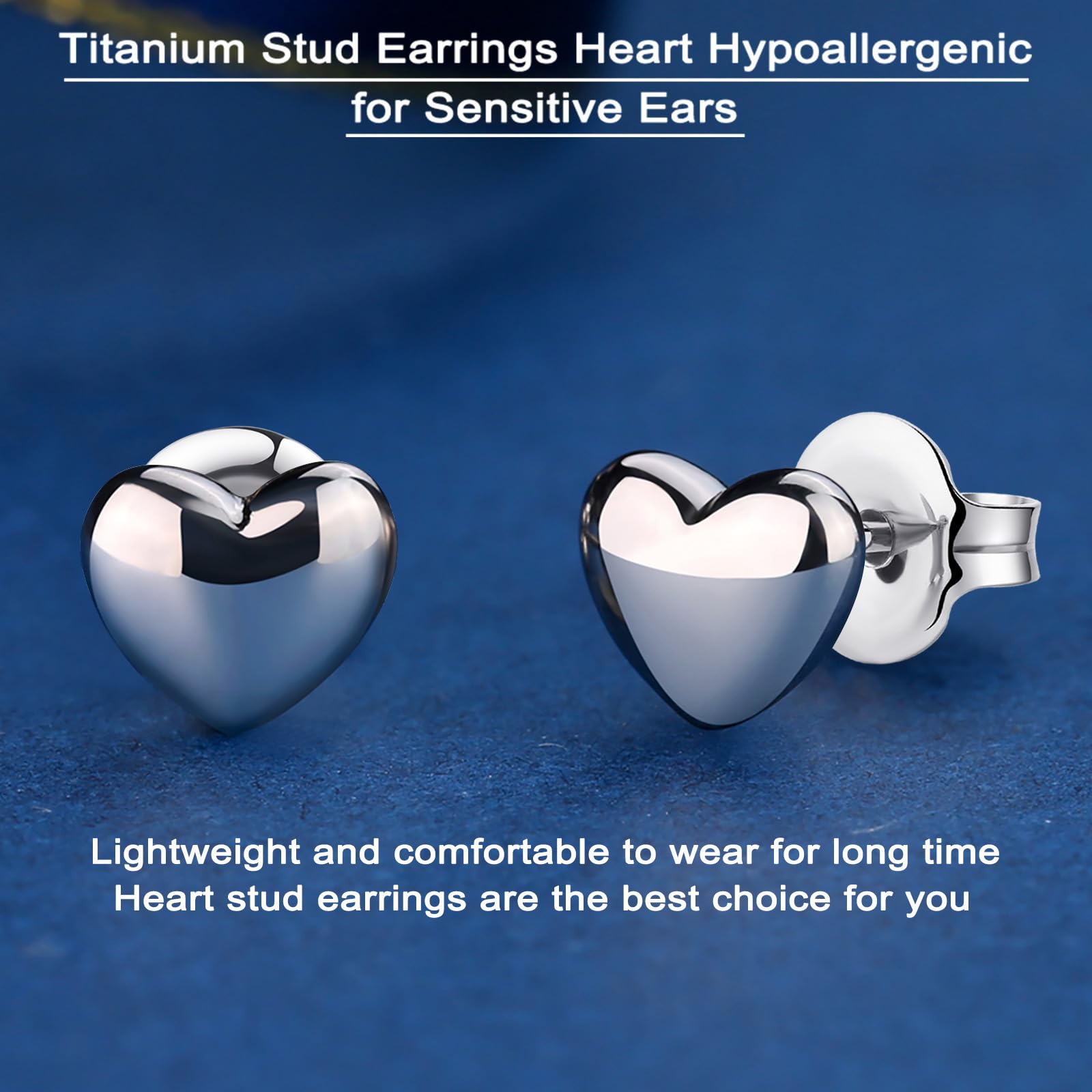 Hypoallergenic Titanium Stud Earrings for Women & Men - Tiny Dot, Heart & Triangle Designs, Premium High Polished Shiny Grey | Perfect for Sensitive Ears, Everyday Wear & Gift Giving
