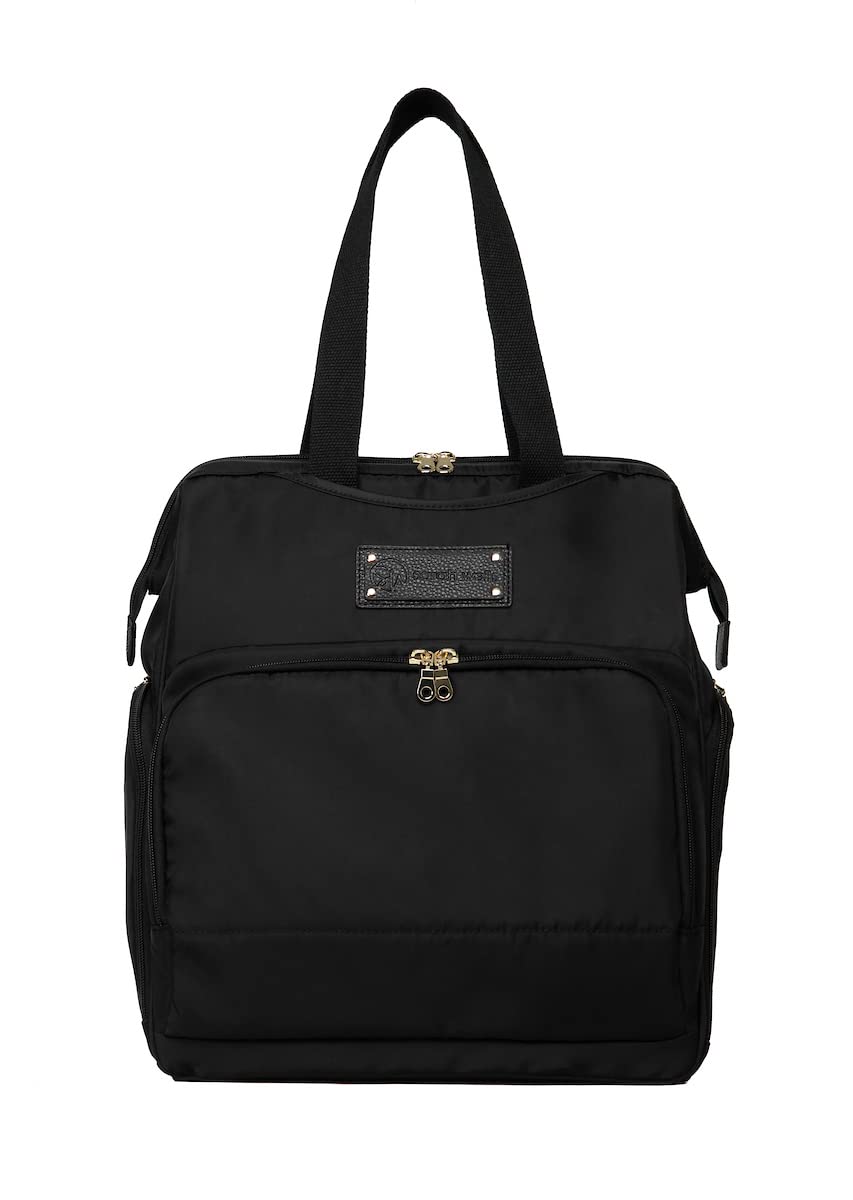 Sarah Wells Norah Breast Pump Backpack - Stylish & Functional Diaper Bag for Nursing Moms, Perfect for Work, Travel & On-the-Go Pumping (Black)