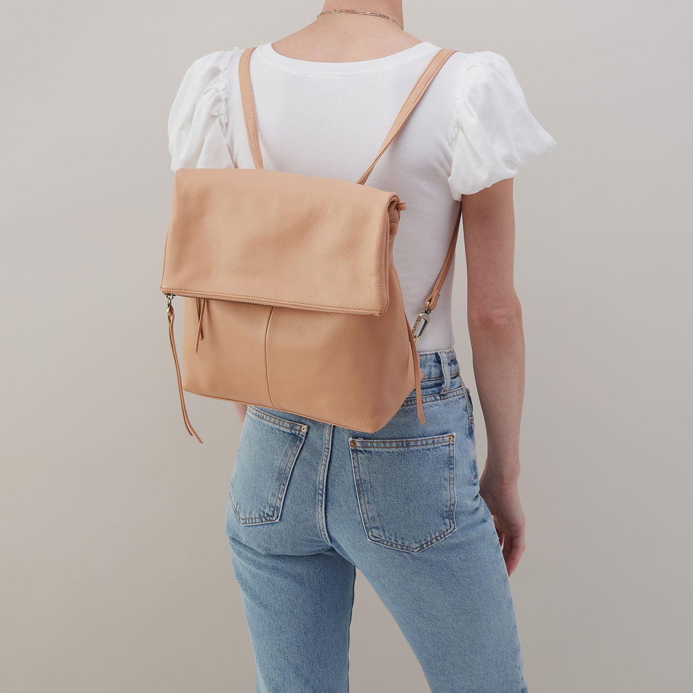 Premium Pebbled Leather Grant Backpack in Porcini Brown - Stylish & Durable Laptop Bag for Work, Travel & College
