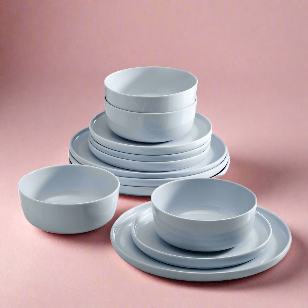 Premium 12-Piece Misty Blue Dinnerware Set - Service for 4, Elegant Porcelain Plates, Bowls & Mugs - Perfect for Family Dinners, Entertaining Guests & Holiday Gatherings