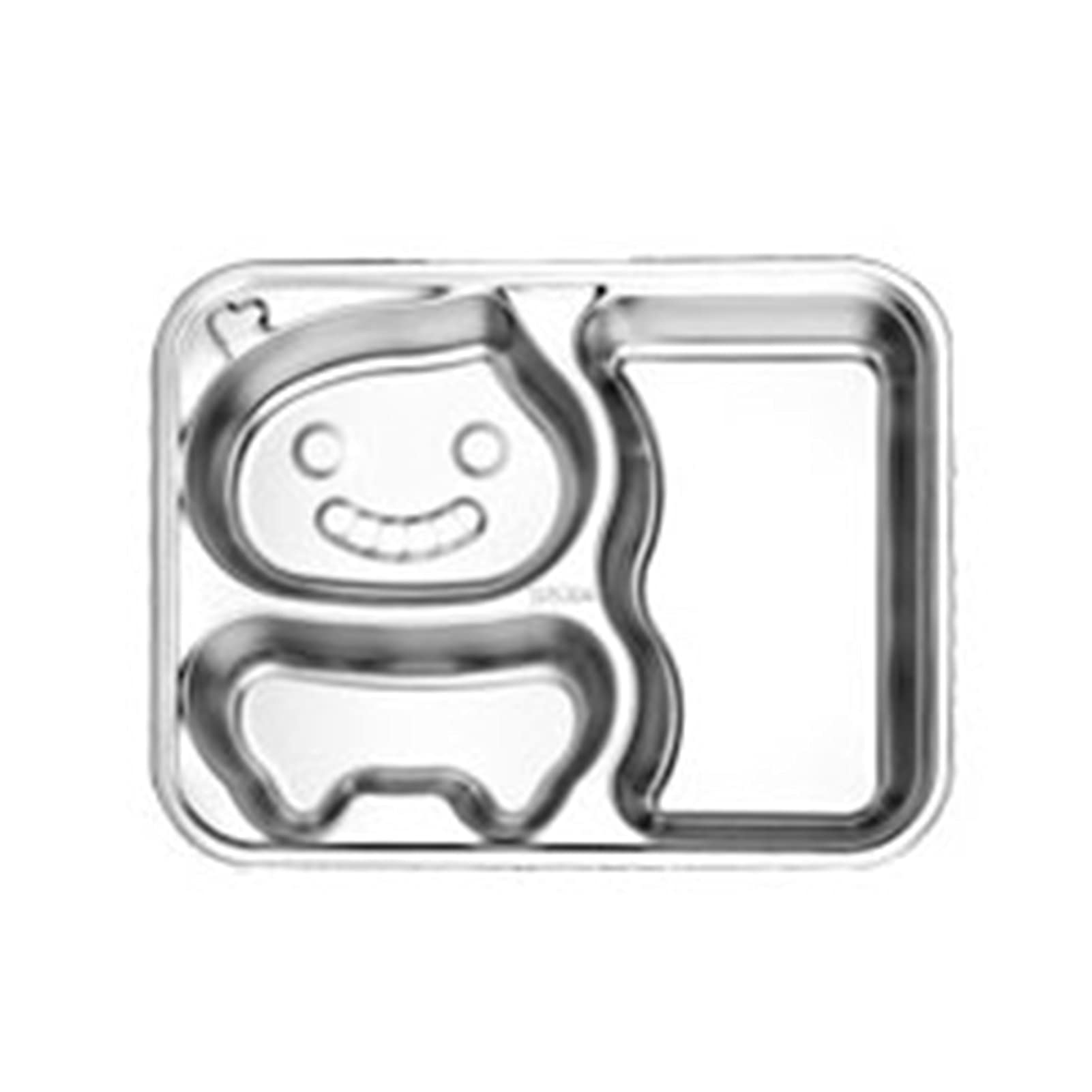VALINK Stainless Steel Divided Dinner Plates for Kids - Cartoon Shaped Food Tray, Dishwasher Safe & Durable Kids Dinnerware - Perfect for School Lunches, Picnics, and Family Meals