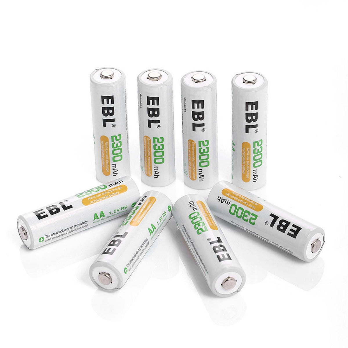 EBL 2300mAh AA NiMH Rechargeable Batteries - 8 Pack High Capacity for Digital Cameras, Flashlights, Toys & More | Long Lasting Power Supply