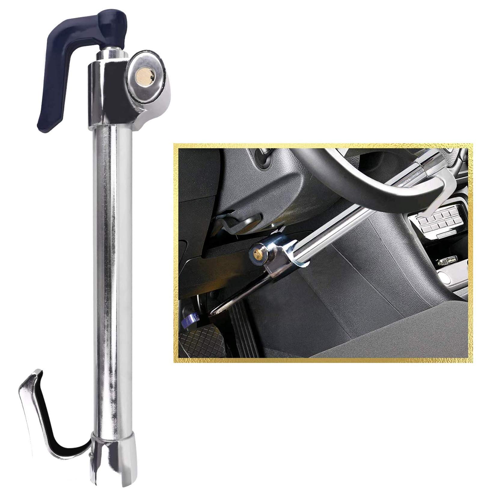 Universal Steering Wheel Brake Lock - Anti-Theft Car Security for SUV/Truck/Van with 3 Keys - Parking Protection