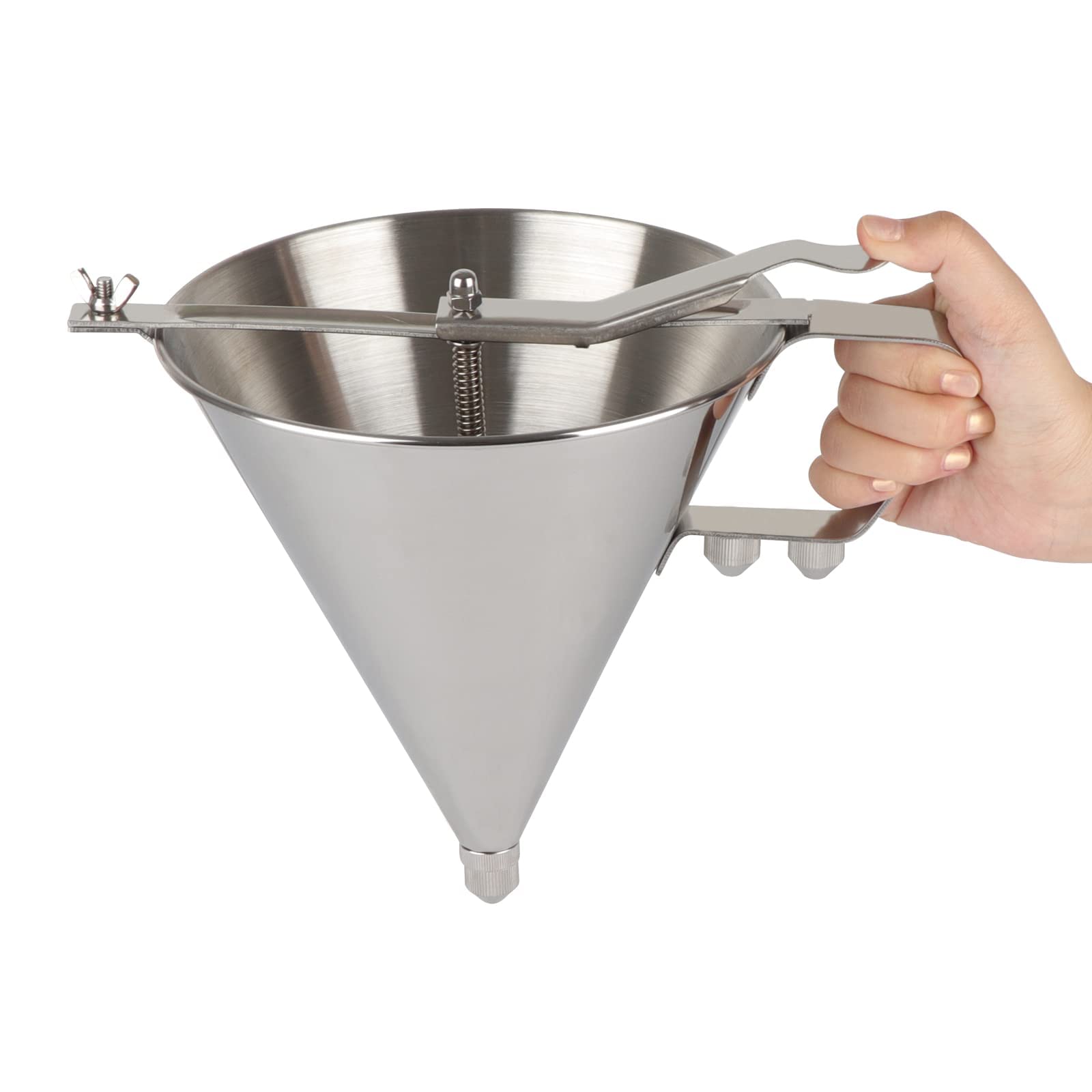 Stainless Steel Confectionery Funnel with Stand & 3 Nozzles - Commercial Grade Cake Decorating Tool for Precise Batter Dispensing - Perfect for Home Kitchen, Cupcake Baking, Pastry Filling & Candy Making