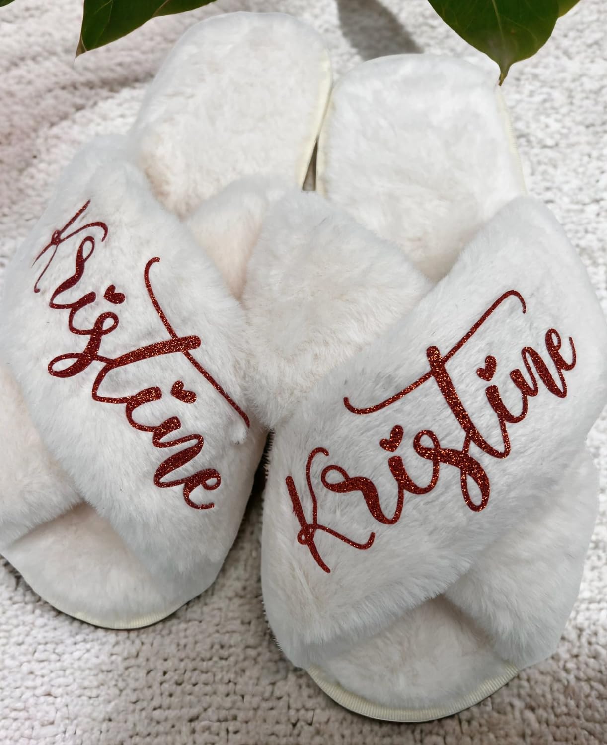 Personalized Fluffy Slippers for Women - Custom Christmas Gifts for Mom, Girlfriend & Bridesmaids - Cozy Bridal Party Slippers with Gift Box - Perfect for Holidays, Weddings & Relaxing at Home