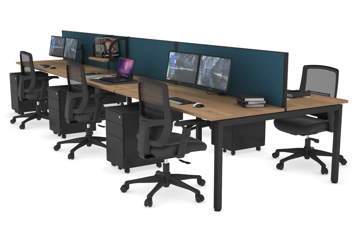 Quadro Square Legs 6 Person Office Workstation - 1800L x 700W Modular Desk System for Collaborative Workspaces, Home Offices & Coworking Spaces
